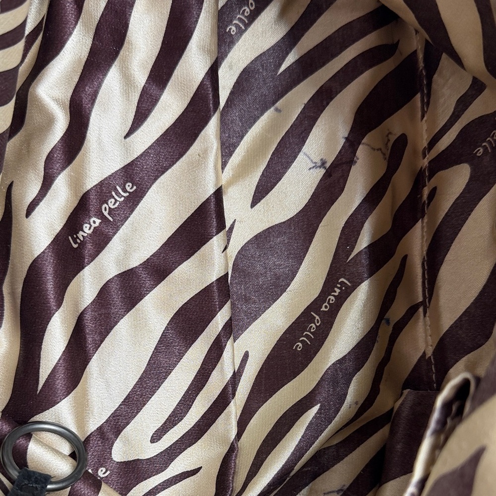 Linea Pelle Leather Chevron Patchwork Satchel Zip… - image 3